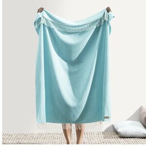 LANDS DOWNUNDER ITALIAN HERRINGBONE THROW - TURQUOISE